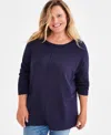 Style & Co Plus Size Knit Seam-front Tunic Top, Created For Macy's In Industrial Blue