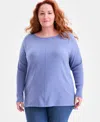 Style & Co Plus Size Knit Seam-front Tunic Top, Exclusively Macy's In Blue