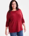 Style & Co Plus Size Knit Seam-front Tunic Top, Exclusively Macy's In Red