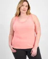 Style & Co Plus Size Lace-trimmed Tank Top, Exclusively At Macy's In Pink