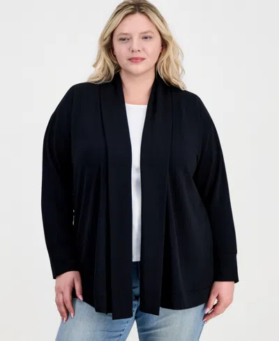 Style & Co Plus Size Luxsoft French Terry Cardigan, Macy's Exclusive In Blue