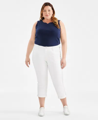 Style & Co Plus Size Mid-rise Girlfriend Jeans, Created For Macy's In Bright White