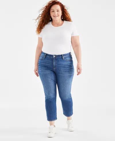 Style & Co Plus Size Mid-rise Girlfriend Jeans, Created For Macy's In Brit