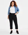 Style & Co Plus Size High-rise Cropped Straight-leg Jeans, Exclusively At Macy's In Deep Black
