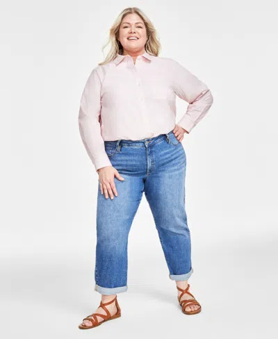 Style & Co Plus Size Mid-rise Girlfriend Jeans, Created For Macy's In Honey