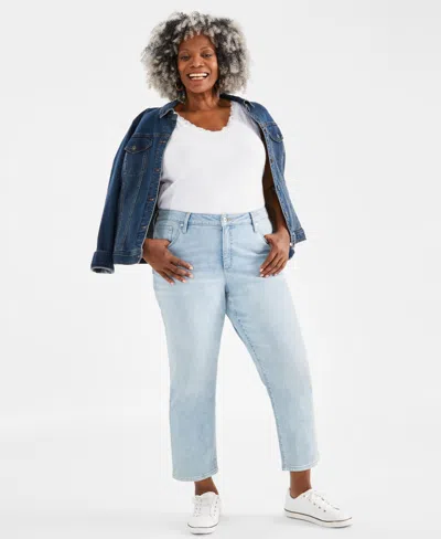 Style & Co Plus Size Mid-rise Girlfriend Jeans, Created For Macy's In Oakland
