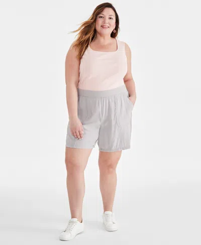 Style & Co Plus Size Mid Rise Pull-on Shorts, Created For Macy's In Opal Grey