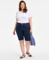 Style & Co Plus Size Mid-rise Roll-cuff Bermuda Denim Shorts, Exclusively At Macy's
