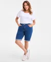 Style & Co Plus Size Mid-rise Roll-cuff Bermuda Denim Shorts, Exclusively At Macy's