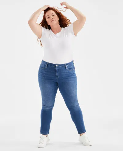 Style & Co Plus Size Mid-rise Slim Leg Jeans, Created For Macy's In Logan