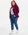 Style & Co Plus Size Mid Rise Slim Straight Ankle Jeans, Macy's Exclusive In Blue
