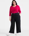 Style & Co Plus Size Mid-rise Wide-leg Cargo Pants, Exclusively At Macy's In Burgundy