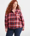 STYLE & CO PLUS SIZE SHINE PLAID PERFECT SHIRT, CREATED FOR MACY'S