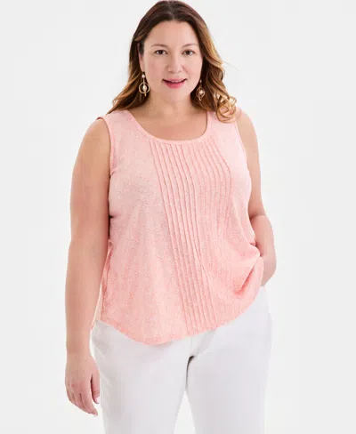 Style & Co Plus Size Pintucked Sleeveless Tank, Macy's Exclusive In Pink