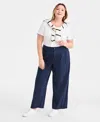 Style & Co Plus Size Pleated Straight-leg Pant, Macy's Exclusive In Blue