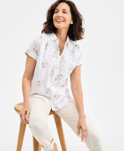 Style & Co Plus Size Printed Camp Shirt, Exclusively At Macy's