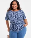 Style & Co Plus Size Printed Crewneck Top, Exclusively At Macy's