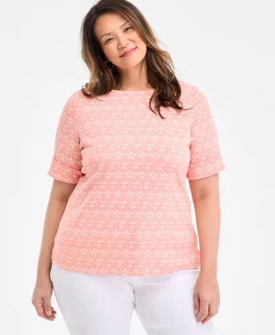 Style & Co Plus Size Printed Crewneck Top, Exclusively At Macy's