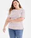 STYLE & CO PLUS SIZE PRINTED ELBOW-SLEEVE TOP, CREATED FOR MACY'S
