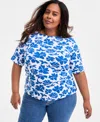 Style & Co Plus Size Printed Elbow-sleeve Top, Exclusively At Macy's
