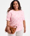 Style & Co Plus Size Printed Elbow-sleeve Top, Exclusively At Macy's