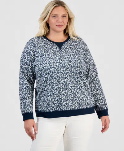 Style & Co Plus Size Printed Fleece Crewneck Sweatshirt, Macy's Exclusive In Multi