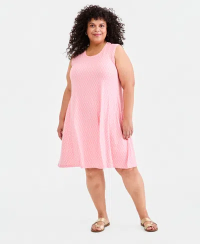 Style & Co Plus Size Printed Flip-flop Dress, Macy's Exclusive In Pink