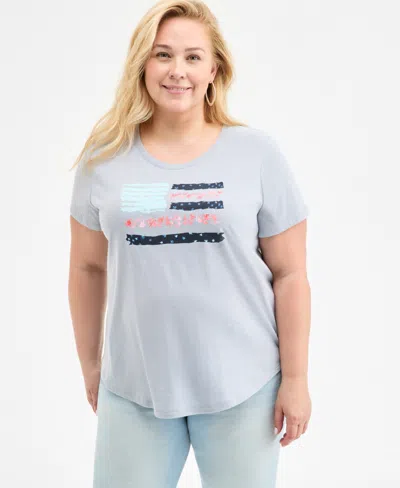 Style & Co Plus Size Printed Graphic T-shirt, Exclusively At Macy's In Patch Heather