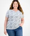 Style & Co Plus Size Printed Henley Short-sleeve Top, Exclusively At Macy's