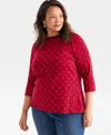 Style & Co Plus Size Printed Knit 3/4-sleeve Top, Macy's Exclusive In Multi