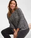 Style & Co Plus Size Printed Pintuck Top, Exclusively At Macy's In Ditsy Deep Black