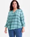 Style & Co Plus Size Printed Pintucked Top, Macy's Exclusive