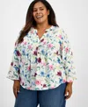 Style & Co Plus Size Printed Pintucked Top, Macy's Exclusive