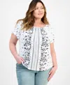 Style & Co Plus Size Printed Scoop-neck Shirred Top, Exclusively At Macy's