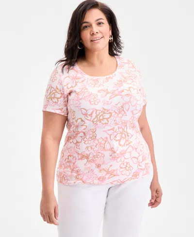 Style & Co Plus Size Printed Scoop-neck Top, Exclusively At Macy's