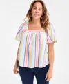 Style & Co Plus Size Printed Short-sleeve Top, Exclusively At Macy's