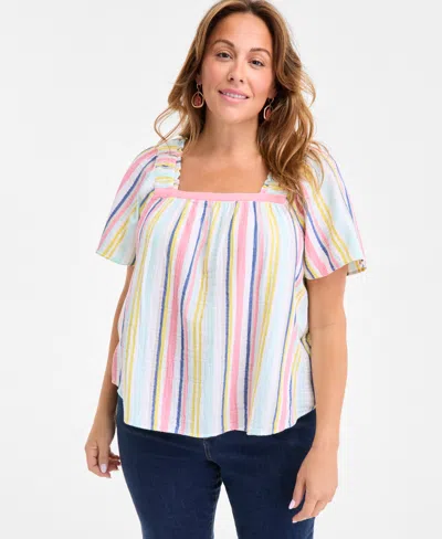 Style & Co Plus Size Printed Short-sleeve Top, Exclusively At Macy's