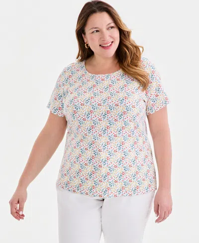 Style & Co Plus Size Printed Short-sleeve T-shirt, Macy's Exclusive In Multi