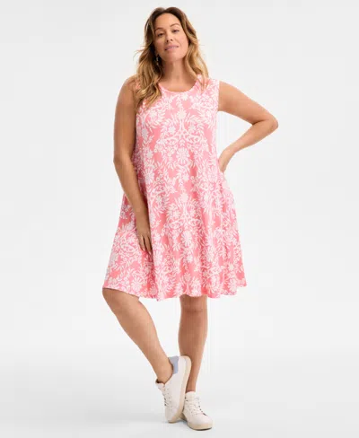 Style & Co Plus Size Printed Sleeveless Flip-flop Dress, Exclusively At Macy's In Floral Medallion
