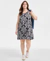Style & Co Women's Printed Sleeveless Flip-flop Dress, Exclusively At Macy's In Floral Medallion Black