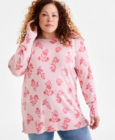 STYLE & CO PLUS SIZE PRINTED TUNIC SWEATER EXCLUSIVELY AT MACY'S