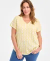 Style & Co Plus Size Printed V-neck T-shirt, Exclusively At Macy's