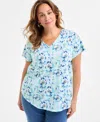 Style & Co Plus Size Printed V-neck T-shirt, Exclusively At Macy's