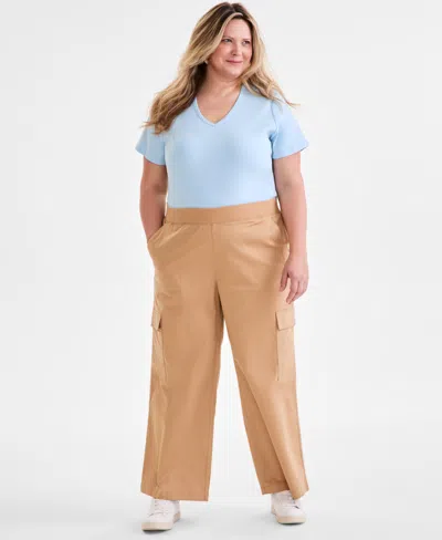 Style & Co Plus Size Pull-on Cargo Pants, Exclusively At Macy's In Natural Camel