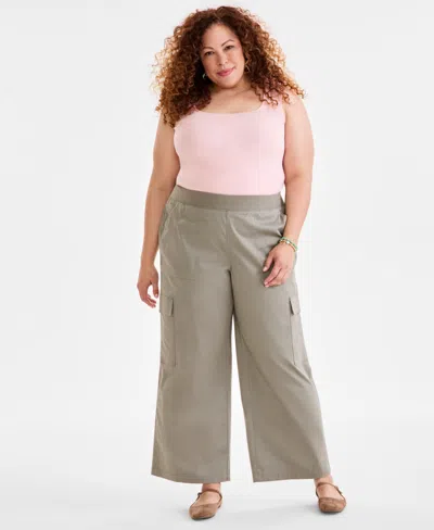 Style & Co Plus Size Pull-on Cargo Pants, Exclusively At Macy's In Sagebrush