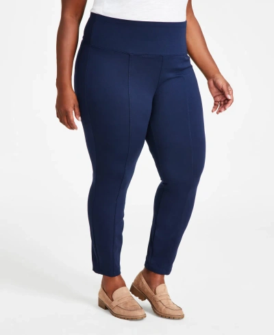 Style & Co Plus Size Pull-on Ponte Knit Pants, Created For Macy's In Industrial Blue