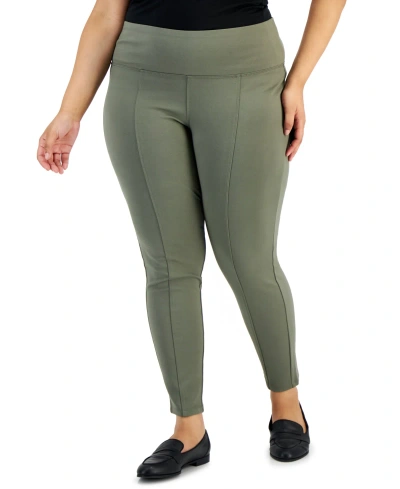 Style & Co Plus Size Pull-on Ponte Knit Pants, Created For Macy's In Olive Drab