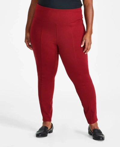 Style & Co Plus Size Pull-on Ponte Knit Pants, Created For Macy's In Scarlet Crush