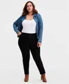 Style & Co Plus Size Pull-on Shaping High-rise Straight-leg Jeans, Macy's Exclusive In Black