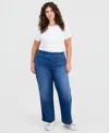 Style & Co Plus Size Pull-on Shaping High-rise Wide-leg Jeans, Macy's Exclusive In Blue